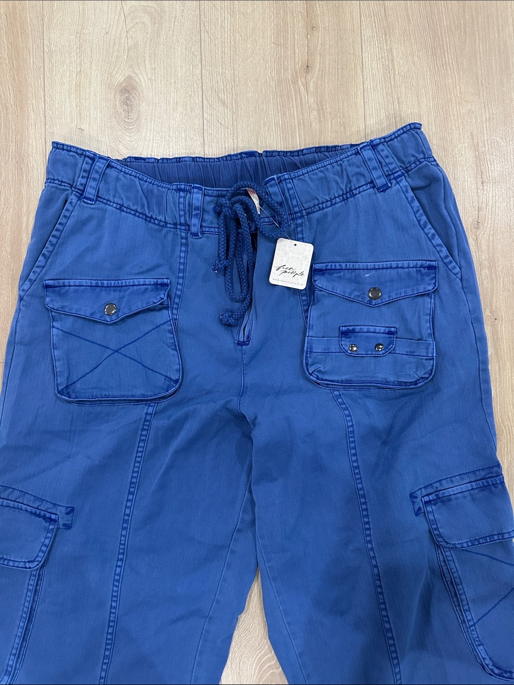 NWT Free People Tahiti Cargo Pant-Lake Victoria Ocean Blue - Picture 5 of 6